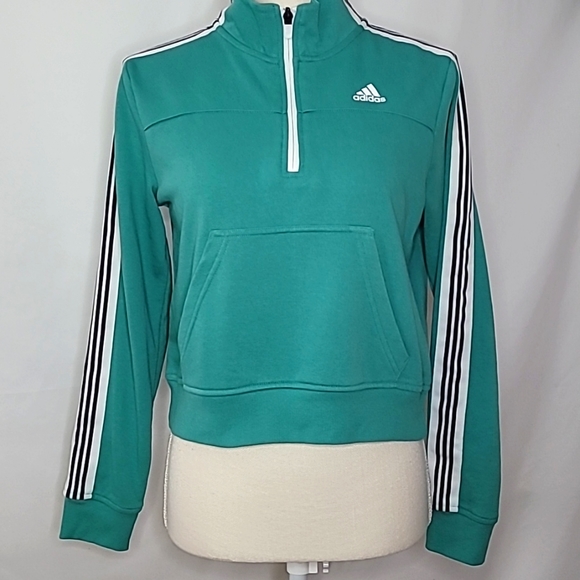 ADIDAS ▪︎ HALF-ZIP GREEN LONG SLEEVE SWEATSHIRT ▪︎ SIZE XS - Picture 5 of 9